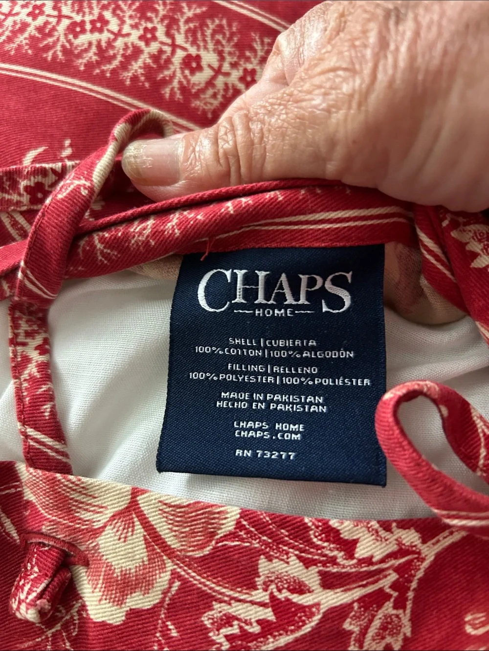 Chaps Red Floral Stripe Accent Pillow Telluride Red 18x18